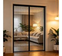 Mosquitera Cortina Puerta Magnetica 193 x 225 cm Varios Tallas, Cierre Automático, Fácil de Instalar Cortina para Puerta Exterior para Puertas de Salón Balcón Corredor, Negro