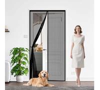 Mosquitera Cortina Puerta Magnetica 53 x 200 cm Transpirables Antimosquitos, Sin Taladros, Magnético Automático, Con Velcra, El Mosquitera Magnético para Ventanas y Balcón, Negro