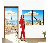 Mosquitera Cortina Puerta Magnetica 65x75cm Imantada Exterior Corredera, Antimosquitos con Imanes, Tela Mosquiteras de Ventanas para Puertas del Balcón, Magnético Automático Negro