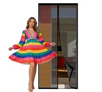 Mosquitera Cortina Puerta Magnetica 84 x 258 cm Imán sin Necesidad de Taladrar Cortina Mosquitera Puerta Exterior con Imanes Resistente para Puertas de Patio y Balconeras, Negro