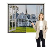 Mosquitera Cortina Ventana Magnetica 145x150cm Cortina Magnética de Ventana a Prueba de Mosquito Cortinas Mosquiteras Mantiene el Aire Fresco en el Interior para Puertas de Balcón Sótano Negro