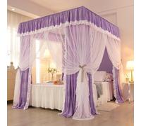Mosquitera de doble capa con 3 aberturas, toldo de cama de princesa para cuatro esquinas, fácil instalación sin perforaciones, elegante drapeado para habitaciones de niños, protección ct