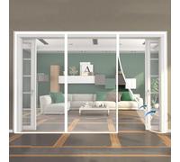 Mosquitera de fibra de vidrio, 205x210cm Cortina antimosquitos, contra insectos, Mosquitera para puerta con ventana magnética de dos aberturas laterales Blanco