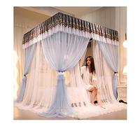 Mosquitera de lujo para dosel de cama, cortina para litera de cuatro postes con soporte para habitación de adultos, ideal para la decoración de dormitorios de adultos.，Blue 2 200X220cm/79X87inch