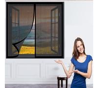 Mosquitera de Poliéster para Ventana 75 x 115 cm Mosquitera para Ventanas Cierre Automático sin Taladrar Fácil de Instalar Mosquitera Puertas Adecuada para Varias Ventanas, Negro
