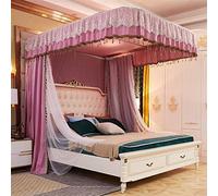 Mosquitera de riel en forma de U, cama para el hogar cama de 1.8m manto de cama litera de dormitorio de 1.5m, riel de doble capa elegante polvo 2.0 * 2.2m cama-Rail de doble color_2.0 * cama de 2.2m