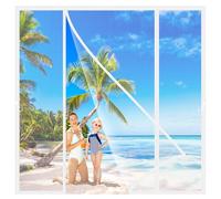 Mosquitera Doble Puerta Magnetica 135x250cm Sin Taladrar Mosquitera Magnética Se Cierra Magnéticamente al Instante Manos Libres para Balcón Puertas Corredera Corredor Blanco