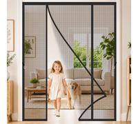 Mosquitera Imanes Magnetica Puerta Doble 240x260cm Sin taladrar, sin herramientas, instalación en minutos para puertas dobles para Solución elegante separar ambientes interiores y exteriores Negro