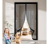 Mosquitera Imantada 117 x 170 cm Protección Contra Insectos, Malla Fina, Mantiene El Aire Fresco, Puerta Mosquitera para Gatos para Puerta Corredera, de Salón, Negro