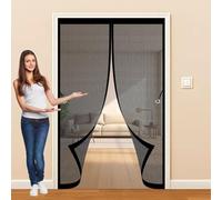 Mosquitera Imantada 130 x 140 cm Cierre Automático, sin Taladrar, Antimosquitos, Fácil Instalación, Cortina Termica Puerta para Puerta de Balcón, de Patio, Negro