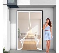 Mosquitera Imantada 130 x 140 cm Cierre Automático, sin Taladrar, Antimosquitos, Fácil Instalación, Cortina Anti-Mosquitos para Puerta de Balcón, Puerta de Patio, Blanco