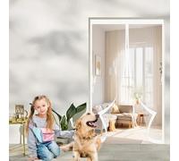 Mosquitera Imantada 130 x 160 cm Protección Contra Insectos, Malla Fina, Mantiene El Aire Fresco, Mosquitera para Puerta Corredera para Puerta Corredera, de Salón, Blanco