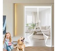 Mosquitera Imantada 142 x 150 cm Protección Contra Insectos, Malla Fina, Mantiene El Aire Fresco, Mosquitera Puerta Corredera para Puerta Corredera, de Salón, Blanco