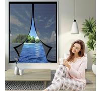 Mosquitera Imantada 147 x 116 cm Mantiene El Aire Fresco, Cierre Automático, Malla Fina, Transpirable Mosquitera Magnética para Ventana para Múltiples Tipos de Ventana, Negro
