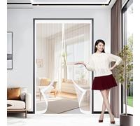 Mosquitera Imantada 225 x 85 cm Cierre Automático, sin Taladrar, Antimosquitos, Fácil Instalación, Mosquitera Puerta Extensible para Puerta Corredera, de Salón, Blanco