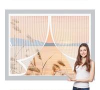 Mosquitera Imantada 73 x 86 cm Cierre Automático, sin Taladrar, Antimosquitos, Fácil Instalación, Mosquitera Ventana Abatible para Puerta de Balcón, Puerta de Patio, Blanco