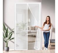 Mosquitera Imantada 85 x 180 cm Protección Contra Insectos, Malla Fina, Mantiene El Aire Fresco, Mosquitera Magneticas para Puerta Corredera, Puerta de Salón, Blanco