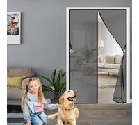 Mosquitera Imantada 95 x 140 cm Cierre Automático, sin Taladrar, Antimosquitos, Fácil Instalación, Mosquitera Magneticas para Puerta Corredera, Puerta de Salón, Negro