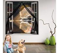 Mosquitera Imantada 95 x 140 cm Protección Contra Insectos, Malla Fina, Mantiene El Aire Fresco, Cortinas Mosquiteras para Puerta de Balcón, Puerta de Patio, Negro