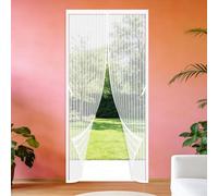 Mosquitera Imantada Puerta 107 x 250 cm Fácil de Instalar, No Requiere Herramientas Mosquitera Magnetica Puerta Lejos de Los Mosquitos para Exterior de Balcón Patio, Blanco