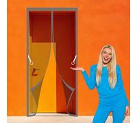 Mosquitera Imantada Puerta 108 x 274 cm Magnético Automático Puerta de Malla Magnética No Requiere Herramientas, Fácil de Instalar para Exterior de Balcón Patio, Gris