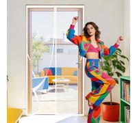 Mosquitera Imantada Puerta 66 x 292 cm Varios Tallas Cortinas Mosquitera Puerta Transpirables, Antimosquitos para Balcón Salón Dormitorio de Patio, Blanco