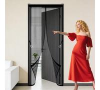 Mosquitera Imantada Puerta 77 x 225 cm Varios Tallas Mosquitera Puerta con Iman Resistente a La Rotura, Resistente para Balcón Corredera de Patio, Negro
