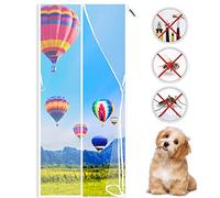 Mosquitera magn¨¦tica para puerta, 75 x 210 cm con cortina de malla resistente, parte superior reforzada antidesgarro, gancho y bucle de marco completo Blanco