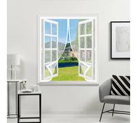 Mosquitera Magnetica 100 x 100 cm Cierre Automático de Arriba a Abajo, Mantiene El Aire Fresco Dentro y Los Bichos Fuera Fly Curtains for Door para Todas Las Ventana, Blanco