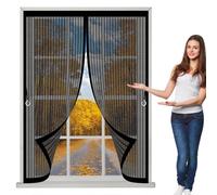 Mosquitera Magnética 100 x 110 cm Cierre Automático, Automáticamente y Mantiene El Aire Fresco, La Cortina Magnética Es Ideal Cortinas Mosquiteras para Todas Las Ventana, Negro