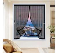 Mosquitera Magnética 100 x 110 cm Cierre Automático de Arriba a Abajo, Mantiene El Aire Fresco Dentro y Los Bichos Fuera Cortina Magnética para Todas Las Ventana, Negro