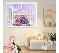 Mosquitera Magnetica 100 x 115 cm Cierre Automático, Automáticamente y Mantiene El Aire Fresco, La Cortina Magnética Es Ideal Cortina Mosquiteras para Todas Las Ventana, Blanco