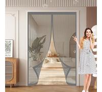 Mosquitera Magnética 100 x 125 cm Cierre Automático, Automáticamente y Mantiene El Aire Fresco, La Cortina Magnética Es Ideal Mosquitera Cortina Puerta para Puertas Del Balcón, Gris