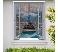 Mosquitera Magnética 100 x 130 cm Varios Tallas, Cierre Automático, No Requiere Herramientas, Mantiene El Aire Fresco Mosquitera para Ventana para Todas Las Ventana, Gris