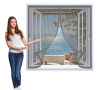 Mosquitera Magnética 100 x 140 cm Cierre Automático de Arriba a Abajo, Mantiene El Aire Fresco Dentro y Los Bichos Fuera Mosquitera para Ventana para Todas Las Ventana, Gris