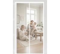 Mosquitera Magnética 100 x 155 cm Cierre Automático con Imanes y Pesos, Taladrar Fácil de Instalar Mantiene, Ensanchada y Engrosada Cortina Mosquitera para Dormitorio, Blanco