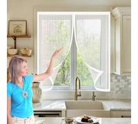 Mosquitera Magnetica 100 x 155 cm Imanes Más Fuertes, Protección Contra Insectos, sin Taladrar Puerta de Malla Corredera Cortina para Correderas, Garaje O Patio, Blanco