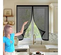 Mosquitera Magnetica 100 x 155 cm Imanes Más Fuertes, Protección Contra Insectos, sin Taladrar Puerta de Malla Corredera Cortina para Correderas, Garaje O Patio, Negro