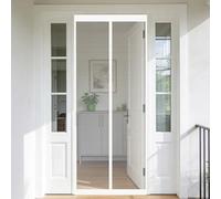 Mosquitera Magnetica 100 x 170 cm Junta Magnética de Arriba a Abajo, sin Taladrar, Transpirables, Resistente Al Viento Mosquiteras Magneticas para Puerta Exterior, Blanco