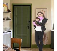 Mosquitera Magnetica 100 x 200 cm Que Entre Aire Fresco, Cierre Automático Cortinas para Puertas Exteriores Fácil Instalación sin Taladrar para Garaje O Patio, Correderas, Negro
