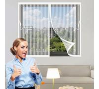 Mosquitera Magnética 104 x 123 cm Malla Super Fina, Cierre Automático Mosquitera Cortina Fácil Instalación sin Taladrar para Terraza, Ventana, Door, Blanco