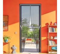 Mosquitera Magnetica 104 x 272 cm Cierre Magnético de Arriba a Abajo Automáticamente Cortina Mosquitera Puerta Lejos de Los Mosquitos para Todos Los Tamaños de Puertas, Gris