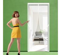 Mosquitera Magnetica 104 x 280 cm Imanes para Un Autocierre Cortina Antimosquitos Resistente a La Rotura, Resistente para Puerta Exterior de Balcón Patio, Blanco