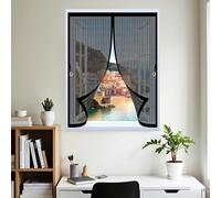 Mosquitera Magnética 105 x 105 cm Cierre Automático de Arriba a Abajo, Mantiene El Aire Fresco Dentro y Los Bichos Fuera Cortina Mosquiteras para Todas Las Ventana, Negro