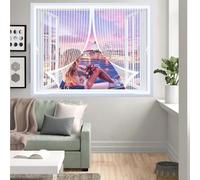 Mosquitera Magnética 105 x 105 cm Cierre Automático de Arriba a Abajo, Mantiene El Aire Fresco Dentro y Los Bichos Fuera Ventana de Malla Magnética para Todas Las Ventana, Blanco