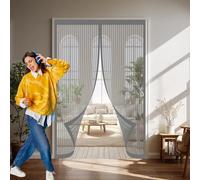 Mosquitera Magnética 105 x 105 cm Varios Tallas, Cierre Automático, No Requiere Herramientas, Mantiene El Aire Fresco Mosquitera Puerta a Prueba de Gatos para Sala de Estar, Patio, Gris