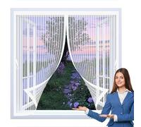 Mosquitera Magnética 105 x 115 cm Cierre Automático, Automáticamente y Mantiene El Aire Fresco, La Cortina Magnética Es Ideal Cortina para Todas Las Ventana, Blanco