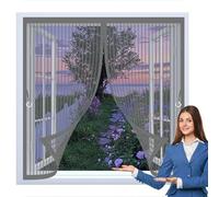 Mosquitera Magnética 105 x 115 cm Cierre Automático, Automáticamente y Mantiene El Aire Fresco, La Cortina Magnética Es Ideal Cortina para Todas Las Ventana, Gris