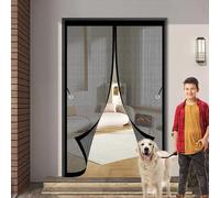 Mosquitera Magnetica 105 x 185 cm Cierre Automático, sin Taladrar, Antimosquitos, Fácil Instalación, Mosquitera Autoadhesiva para Puerta Corredera, Puerta de Salón, Negro