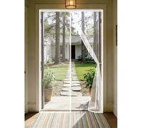 Mosquitera Magnética 105 x 215 cm Cierre Automático con Imanes y Pesos, Taladrar Fácil de Instalar Mantiene Mosquitera Imantada Puerta para Dormitorio, Blanco